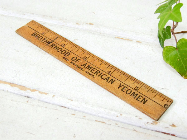 BROTHERHOOD OF AMERICA YEOMEN アンティーク 木製ルーラー 定規 物さし