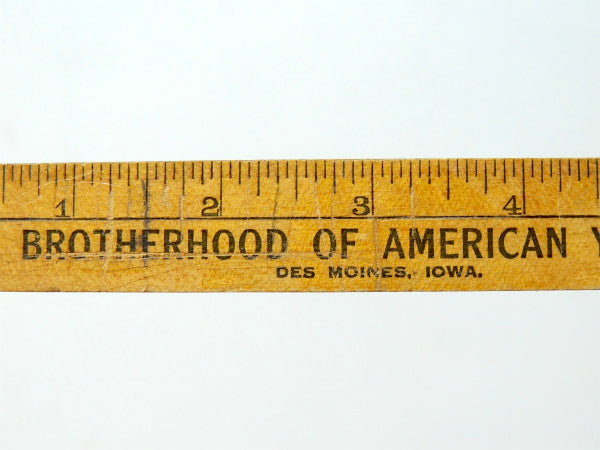BROTHERHOOD OF AMERICA YEOMEN アンティーク 木製ルーラー 定規 物さし