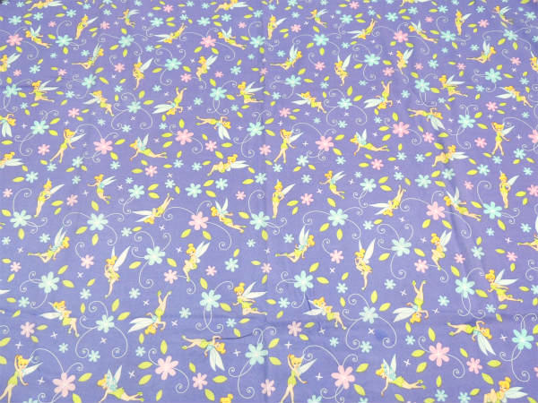 【ティンカーベル】ディズニーの妖精・メルヘンな花柄・ユーズドシーツ(フラットタイプ) USA