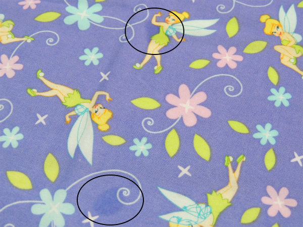 【ティンカーベル】ディズニーの妖精・メルヘンな花柄・ユーズドシーツ(フラットタイプ) USA