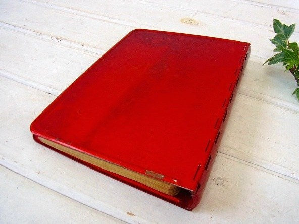 【NATIONAL】赤色のティン製・アンティーク・レシピファイル/レシピブック USA