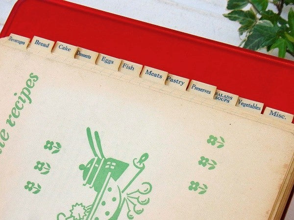 【NATIONAL】赤色のティン製・アンティーク・レシピファイル/レシピブック USA