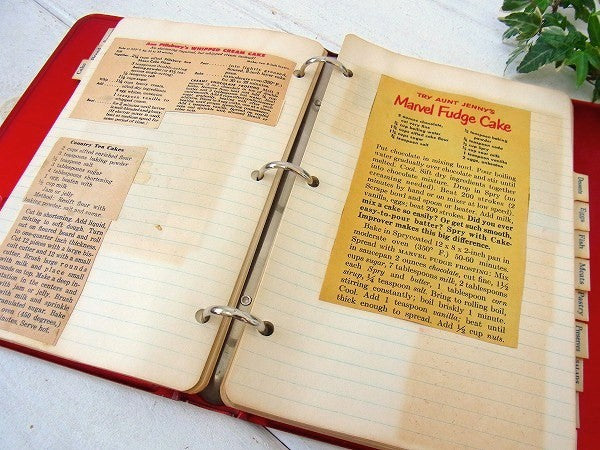 【NATIONAL】赤色のティン製・アンティーク・レシピファイル/レシピブック USA