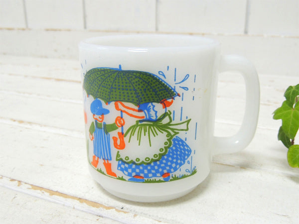 【グラスベイク】男の子&女の子&チューリップ柄・ヴィンテージ・マグカップ/食器