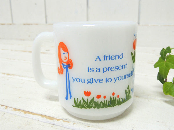 【グラスベイク】男の子&女の子&チューリップ柄・ヴィンテージ・マグカップ/食器