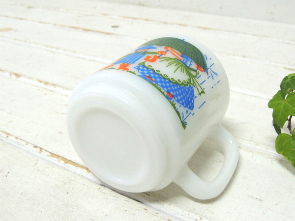 【グラスベイク】男の子&女の子&チューリップ柄・ヴィンテージ・マグカップ/食器