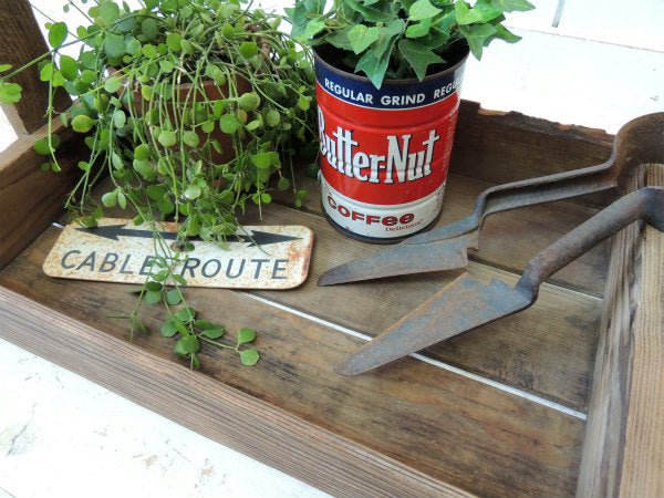 シャビー・木製・ハンドル付き・アンティーク・ツールケース・キャリーケース・木箱・ガーデニング USA