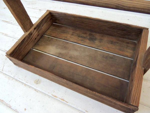 シャビー・木製・ハンドル付き・アンティーク・ツールケース・キャリーケース・木箱・ガーデニング USA