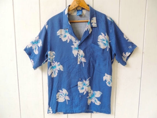 OP オーシャン パシフィック ブルー ヴィンテージ アロハシャツ 古着 S サーフィン
