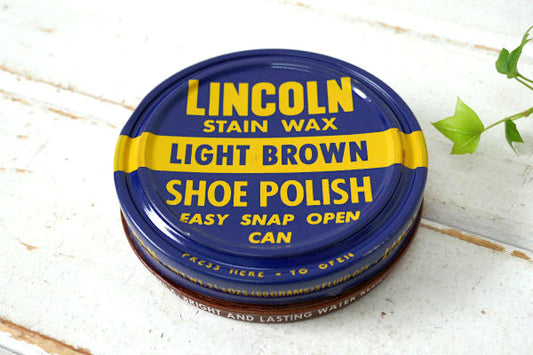 USA リンカーン シューポリッシュ 靴磨き ワックス ブラウン カラー ヴィンテージ ティン缶 ポリッシュ缶