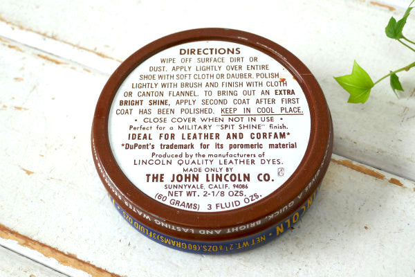 USA リンカーン シューポリッシュ 靴磨き ワックス ブラウン カラー ヴィンテージ ティン缶 ポリッシュ缶
