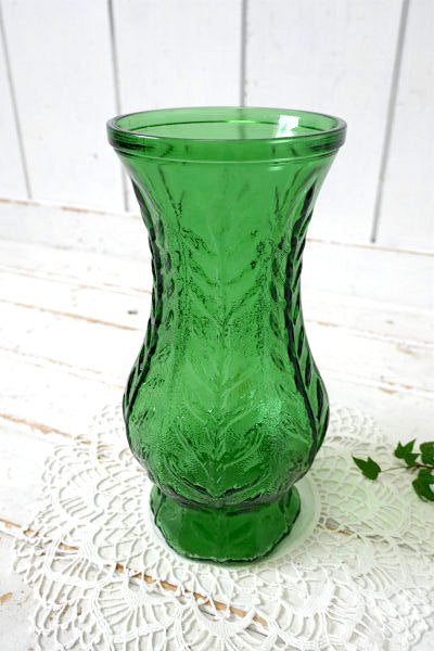 FTD オークリーフ柄・グリーン 1977年製・ヴィンテージ・花瓶・フラワーベース USA
