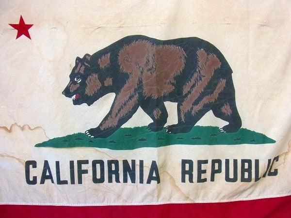 【CALIFORNIA】大きなヴィンテージ・カリフォルニア州旗/グリズリー/フラッグ　USA