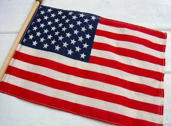 木製ポール付き・ヴィンテージ・星条旗・アメリカンフラッグ/国旗　USA
