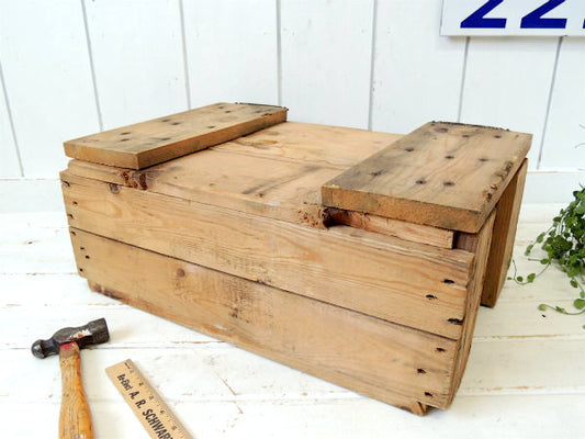 【無骨な金具・蝶番】木製・ヴィンテージ・トランク/木箱/道具箱/工具箱/ウッドボックス