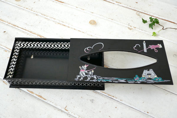 プードル&エッフェル塔 メタル製 50's ヴィンテージ ティッシュケース ティッシュボックス