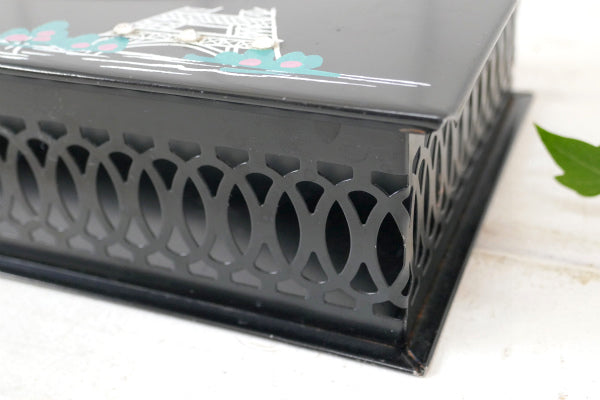 プードル&エッフェル塔 メタル製 50's ヴィンテージ ティッシュケース ティッシュボックス