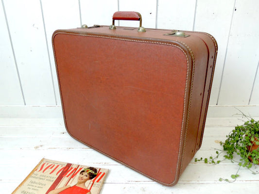 J C 1950~60s・赤茶色・ビンテージ・スーツケース・トランク・ファッション US 鞄 旅行