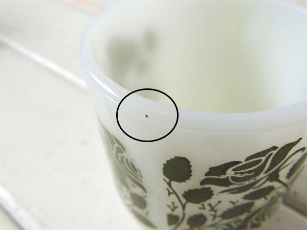 【Fire King】ローズガーデン・緑・ファイヤーキング・スタッキング・マグカップ USA