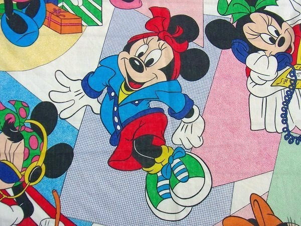 【ミニーマウス】ディズニー・ヴィンテージ・ユーズドシーツ(フラットタイプ) USA