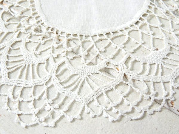 アメリカ製・ホワイト・クロッシェレース・デッドストック未使用・アンティーク・ドイリー・ハンドメイド
