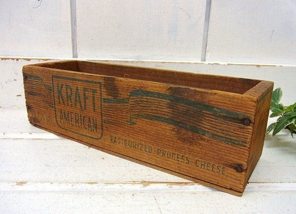 【KRAFT】クラフト社・シャビーな木製・アンティーク・チーズボックス/木箱　USA