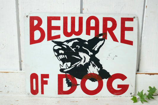 BEWARE OF DOG 猛犬注意 警告 番犬 メタル ビンテージ サイン 看板 アメリカ USA