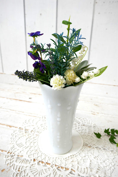 USA ブーケ花瓶 ホワイト ミルクガラス ヴィンテージ フラワーベース・結婚式