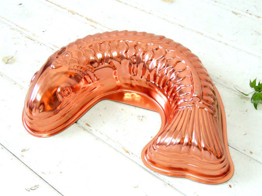 フィッシュ型・銅製・ヴィンテージ・ゼリーモールド・菓子型・キッチン雑貨 USA