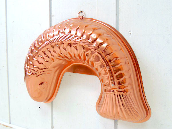 フィッシュ型・銅製・ヴィンテージ・ゼリーモールド・菓子型・キッチン雑貨 USA