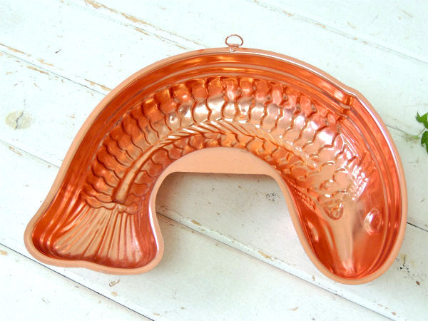 フィッシュ型・銅製・ヴィンテージ・ゼリーモールド・菓子型・キッチン雑貨 USA