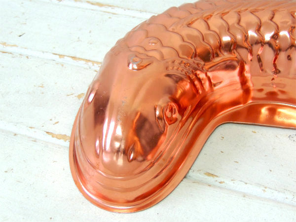 フィッシュ型・銅製・ヴィンテージ・ゼリーモールド・菓子型・キッチン雑貨 USA