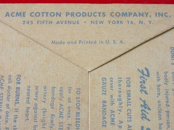 【ACME】古いアメリカのヴィンテージ・ファーストエイドキット/救急セット/デッドストック