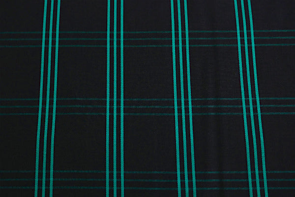 デッドストック 黒×緑 三筋格子 チェック柄 デッドストック ファブリック 生地 ハンドメイド 手芸