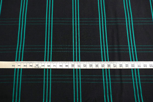 デッドストック 黒×緑 三筋格子 チェック柄 デッドストック ファブリック 生地 ハンドメイド 手芸