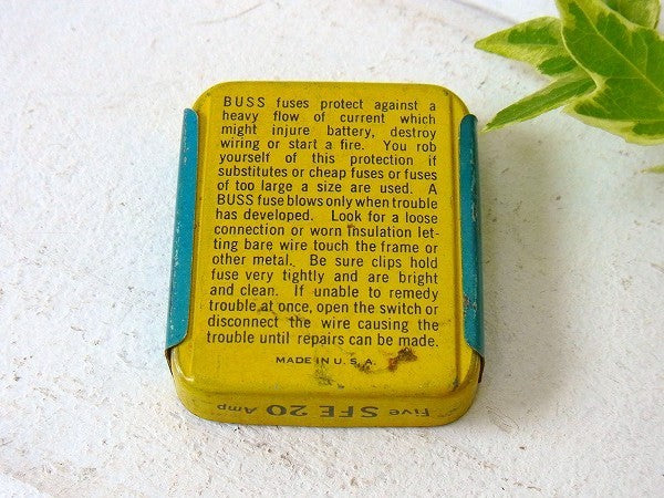 【BUSS FUSES】ガラス管ヒューズ・小さなヴィンテージ・ヒューズ缶/ティン缶　USA