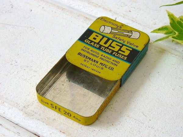 【BUSS FUSES】ガラス管ヒューズ・小さなヴィンテージ・ヒューズ缶/ティン缶　USA