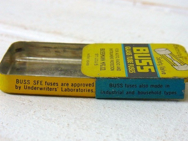 【BUSS FUSES】ガラス管ヒューズ・小さなヴィンテージ・ヒューズ缶/ティン缶　USA