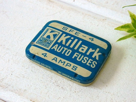 【Killark】自動車用ガラス管ヒューズ入り・小さなヴィンテージ・ヒューズ缶/ティン缶　USA