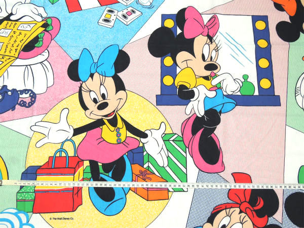 【ミニーマウス】USA・ディズニー・カラフル・ヴィンテージ・USEDフラットシーツ(1/2)
