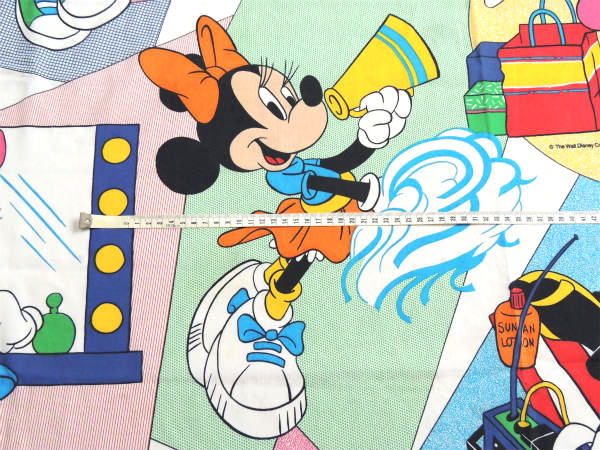 【ミニーマウス】USA・ディズニー・カラフル・ヴィンテージ・USEDフラットシーツ(1/2)