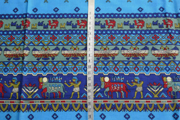 デッドストック エジプト壁画&サンダーバード&ヨット マリン柄 ファブリック 生地 ハンドメイド