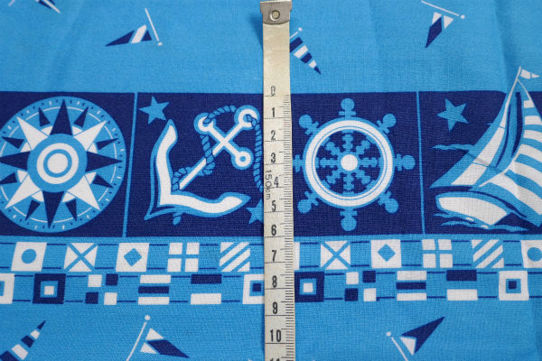 デッドストック エジプト壁画&サンダーバード&ヨット マリン柄 ファブリック 生地 ハンドメイド