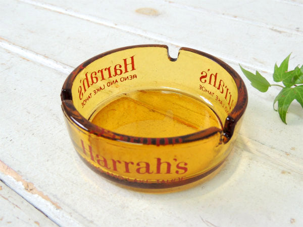 ハラーズ・USA・アンバーガラス・アメリカンビンテージ・アドバタイジング・灰皿・アシュトレイ