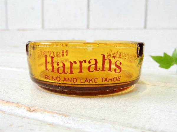 ハラーズ・USA・アンバーガラス・アメリカンビンテージ・アドバタイジング・灰皿・アシュトレイ