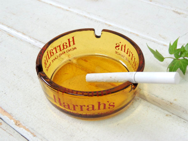 ハラーズ・USA・アンバーガラス・アメリカンビンテージ・アドバタイジング・灰皿・アシュトレイ