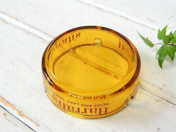 ハラーズ・USA・アンバーガラス・アメリカンビンテージ・アドバタイジング・灰皿・アシュトレイ