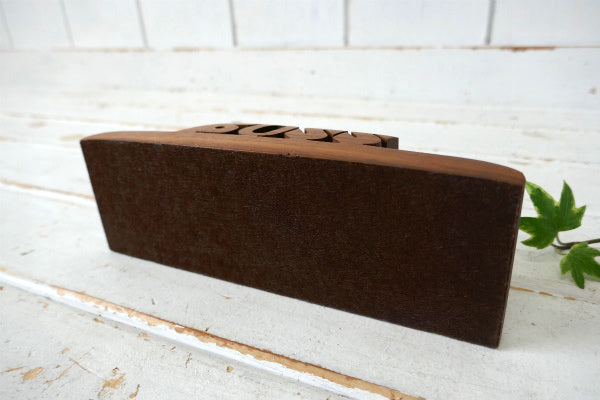 BOSS ミッドセンチュリー 木製 ビンテージ カードホルダー インテリア アート US 卓上 看板