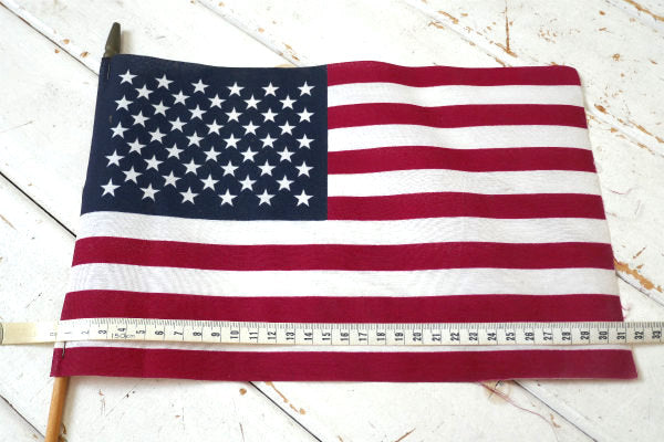 アメリカンフラッグ 50州 星条旗 USA・木製 ポール付き・ヴィンテージ・旗・アメリカ合衆国・看