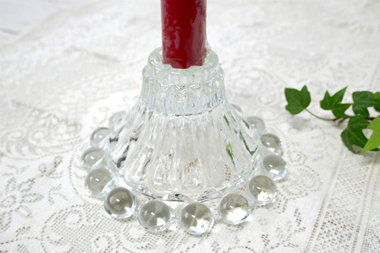 アンカーホッキング クリア プレスガラス 50's ヴィンテージ キャンドルスタンド ロウソク立て